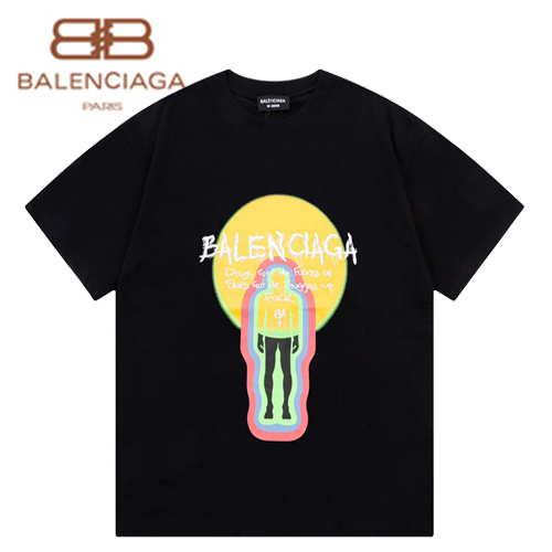 BALENCIAGA-042014 발렌시아가 블랙 프린트 장식 티셔츠 남여공용
