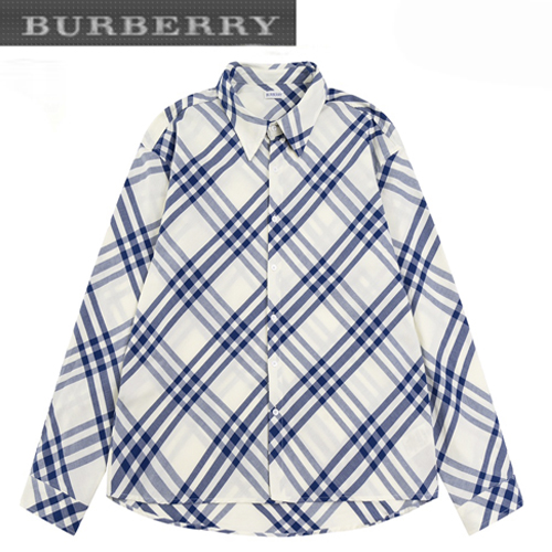 BURBERRY-082014 버버리 화이트/블루 체크 무늬 셔츠 남여공용