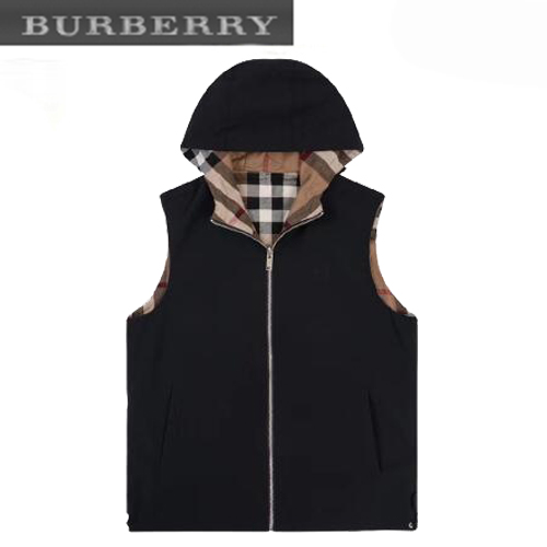BURBERRY-08297 버버리 블랙 체크 무늬 양면 바람막이 조끼 남성용