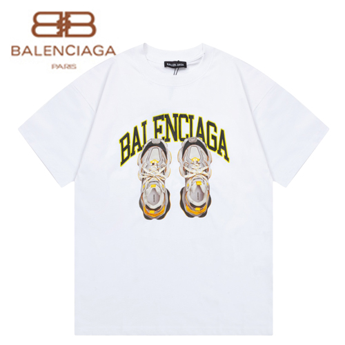 BALENCIAGA-042015 발렌시아가 화이트 프린트 장식 티셔츠 남여공용