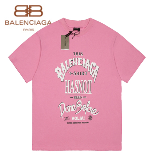 BALENCIAGA-05223 발렌시아가 핑크 프린트 장식 티셔츠 남여공용