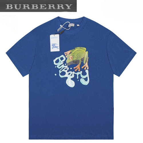 BURBERRY-05224 버버리 블루 프린트 장식 티셔츠 남여공용