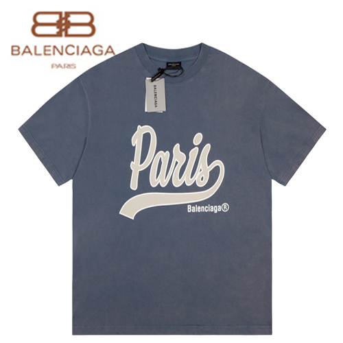 BALENCIAGA-07181 발렌시아가 블루 프린트 장식 티셔츠 남여공용
