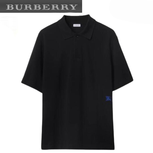 BURBERRY-80836001 버버리 블랙 코튼 폴로 티셔츠 남성용