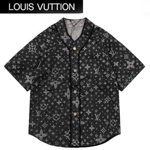 LOUIS VUITTON-04201 루이비통 블랙 모노그램 데님 셔츠 남성용