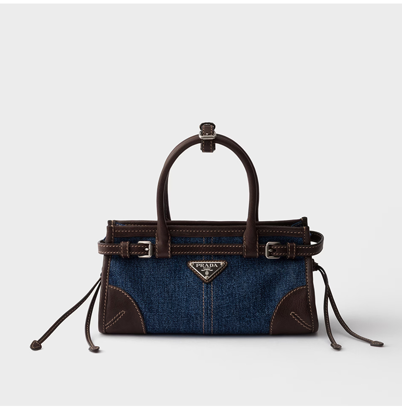 [스페셜오더]PRADA-1BA486 프라다 보니 스몰 데님 및 브라운가죽 핸드백