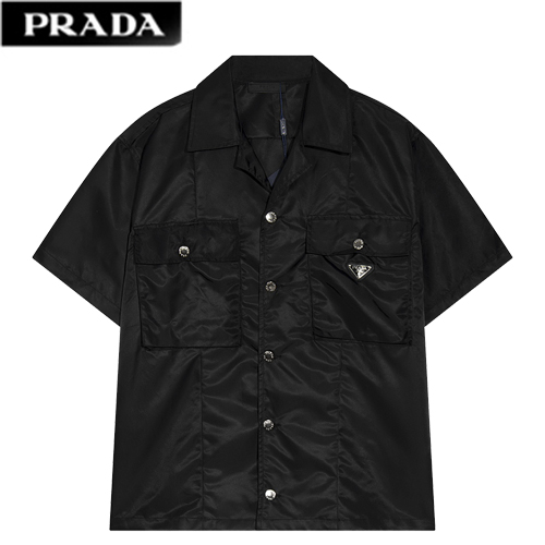 PRADA-05282 프라다 블랙 트라이앵글 로고 셔츠 남여공용