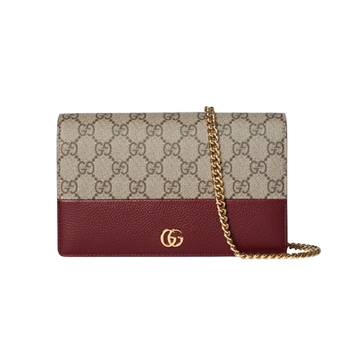 [스페셜오더]GUCCI-497985 6258 구찌 레드 GG 마몽 체인 바이컬러 지갑