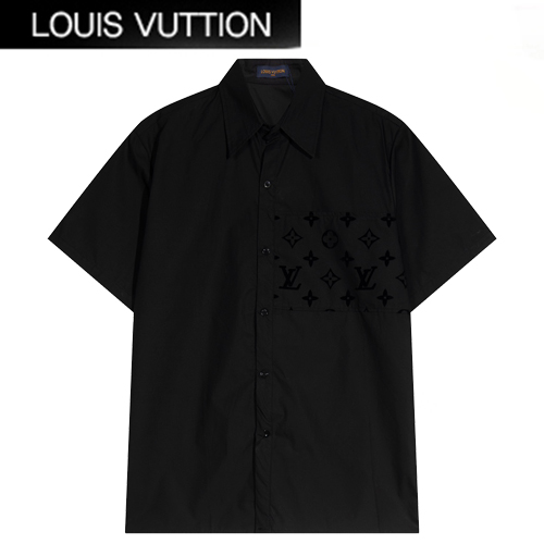 LOUIS VUITTON-05283 루이비통 블랙 모노그램 디테일 셔츠 남여공용