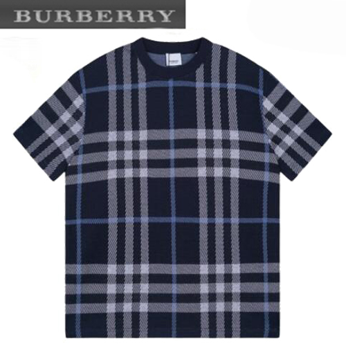 BURBERRY-05303 버버리 네이비 체크 무늬 티셔츠 남성용