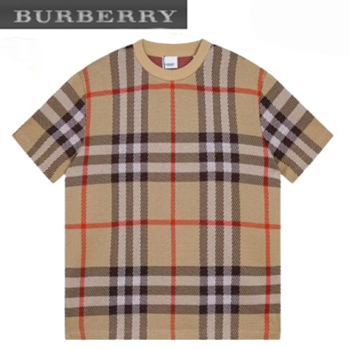 BURBERRY-05304 버버리 베이지 체크 무늬 티셔츠 남성용