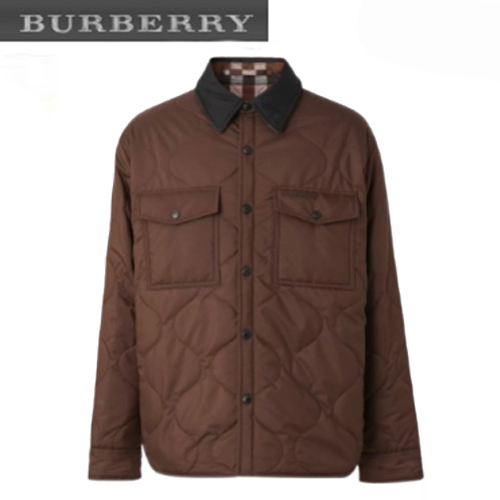 BURBERRY-09223 버버리 브라운 체크 무늬 양면 퀄팅 재킷 남성용