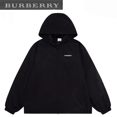 BURBERRY-09143 버버리 블랙 프린트 장식 바람막이 후드 재킷 남여공용
