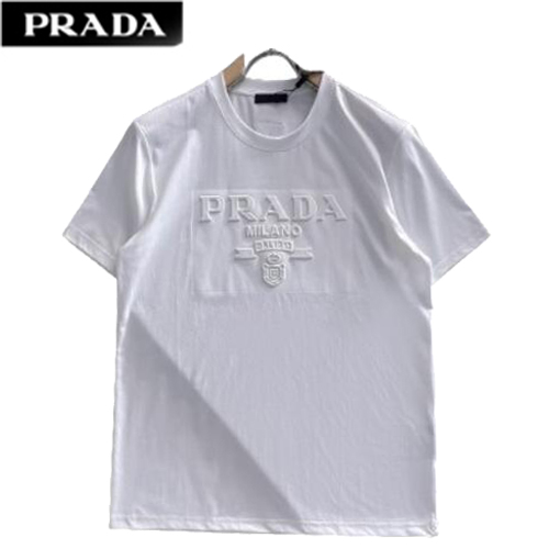 PRADA-07214 프라다 화이트 트라이앵글 로고 티셔츠 남성용