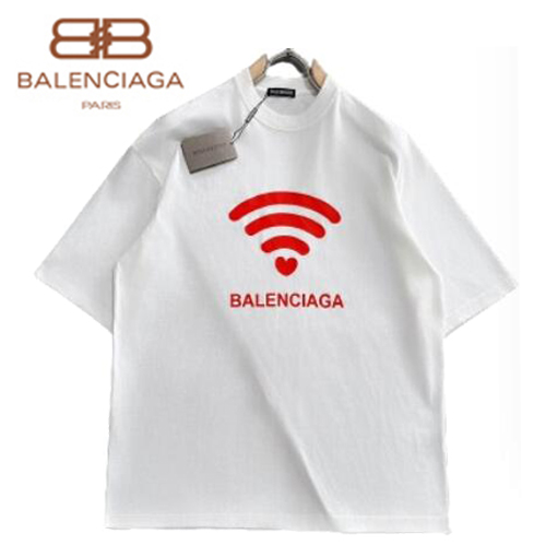 BALENCIAGA-05275 발렌시아가 화이트 프린트 장식 티셔츠 남여공용