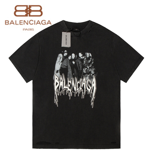 BALENCIAGA-07185 발렌시아가 블랙 프린트 장식 빈티지 티셔츠 남여공용