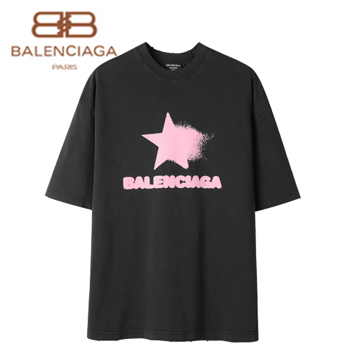BALENCIAGA-05316 발렌시아가 블랙/핑크 프린트 장식 티셔츠 남여공용