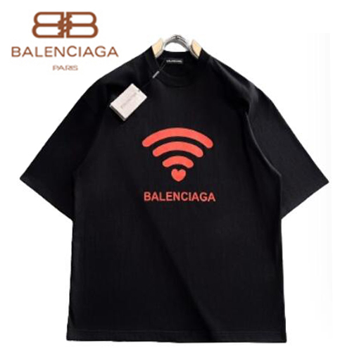 BALENCIAGA-05276 발렌시아가 블랙 프린트 장식 티셔츠 남여공용