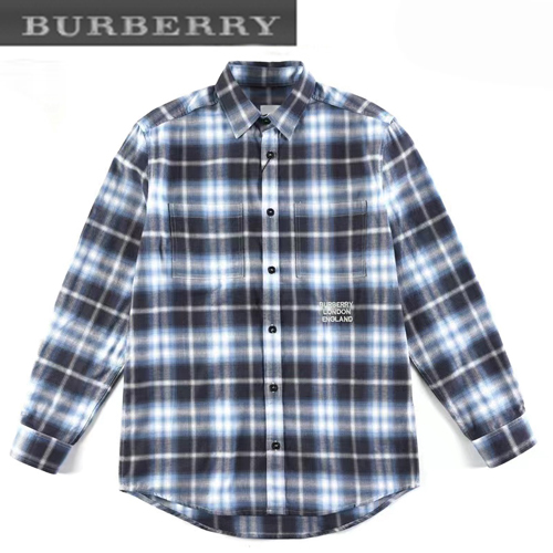BURBERRY-08177 버버리 블루 울 체크 무늬 셔츠 남여공용