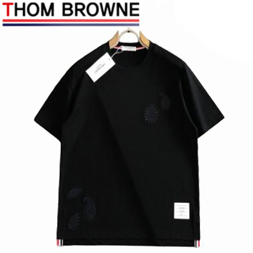 THOM BROWNE-05217 톰 브라운 블랙 아플리케 장식 티셔츠 남성용