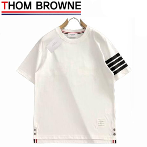 THOM BROWNE-05218 톰 브라운 화이트 스트라이프 장식 티셔츠 남성용