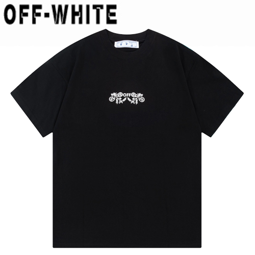 OFF WHITE-04209 오프화이트 블랙 프린트 장식 티셔츠 남여공용